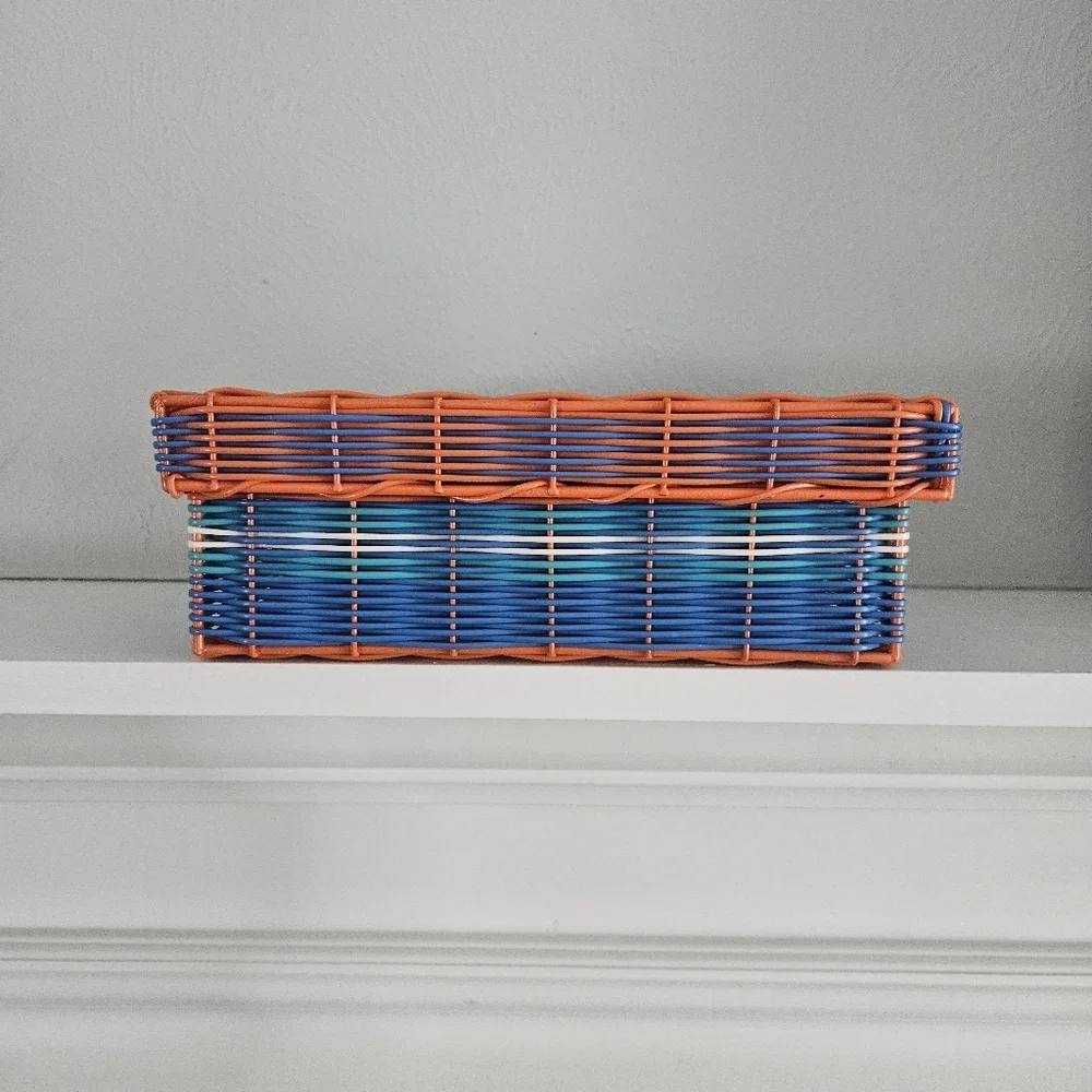 Vintage Woven Storage Box With Lid